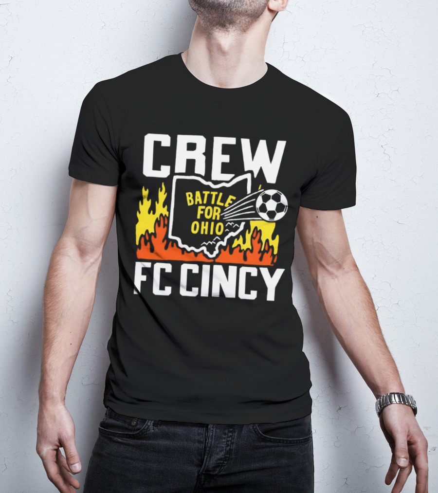 CREW Battle For Ohio FC Cincy Soccer Rivalry Flame Soccer Ball T-Shirt