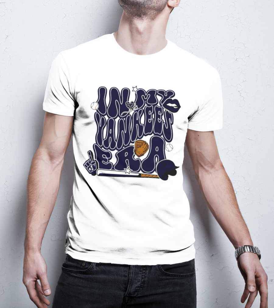 In My Yankees Era Baseball Bat MLB Baseball Lips Glove Yankees Era T-Shirt