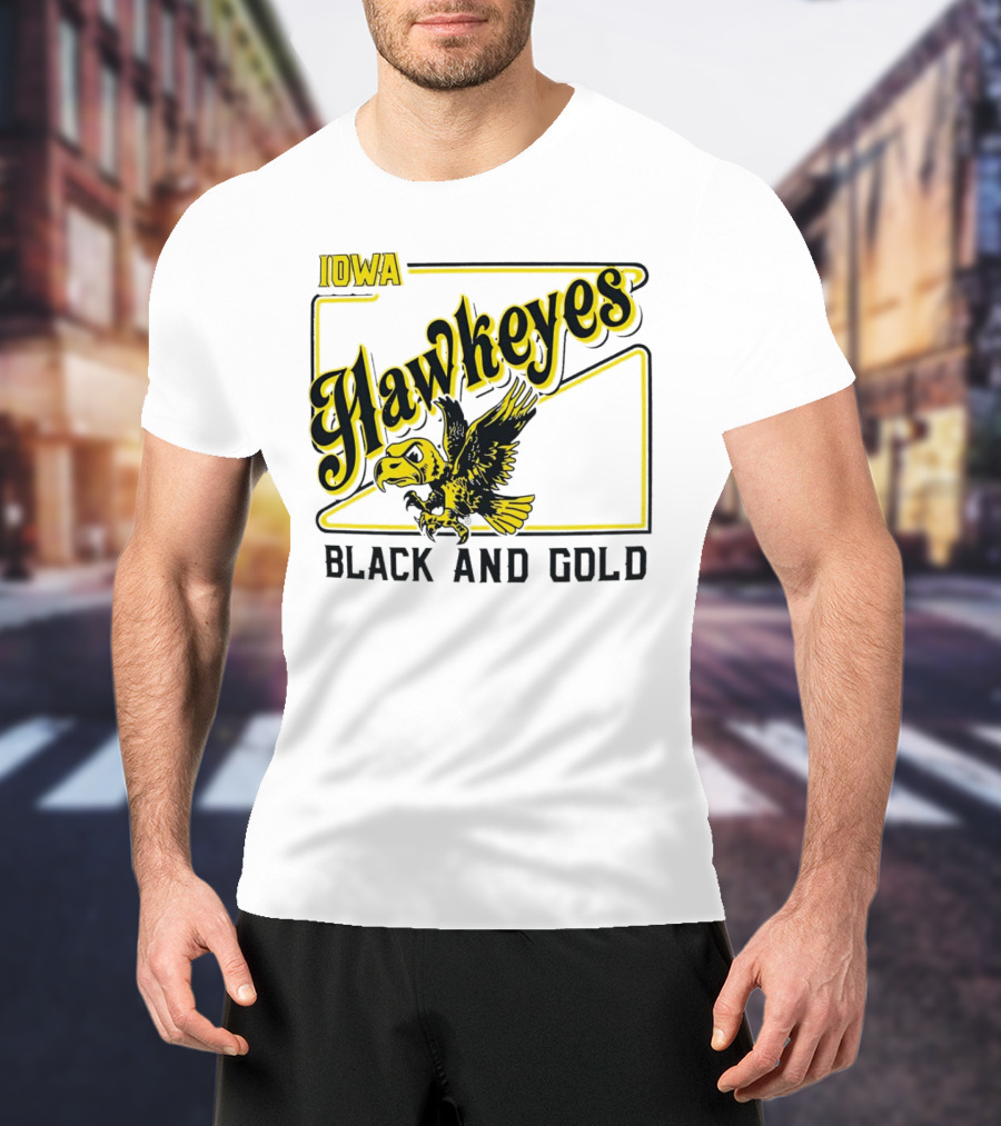 Iowa Hawkeyes Black And Gold Hawk T-Shirt