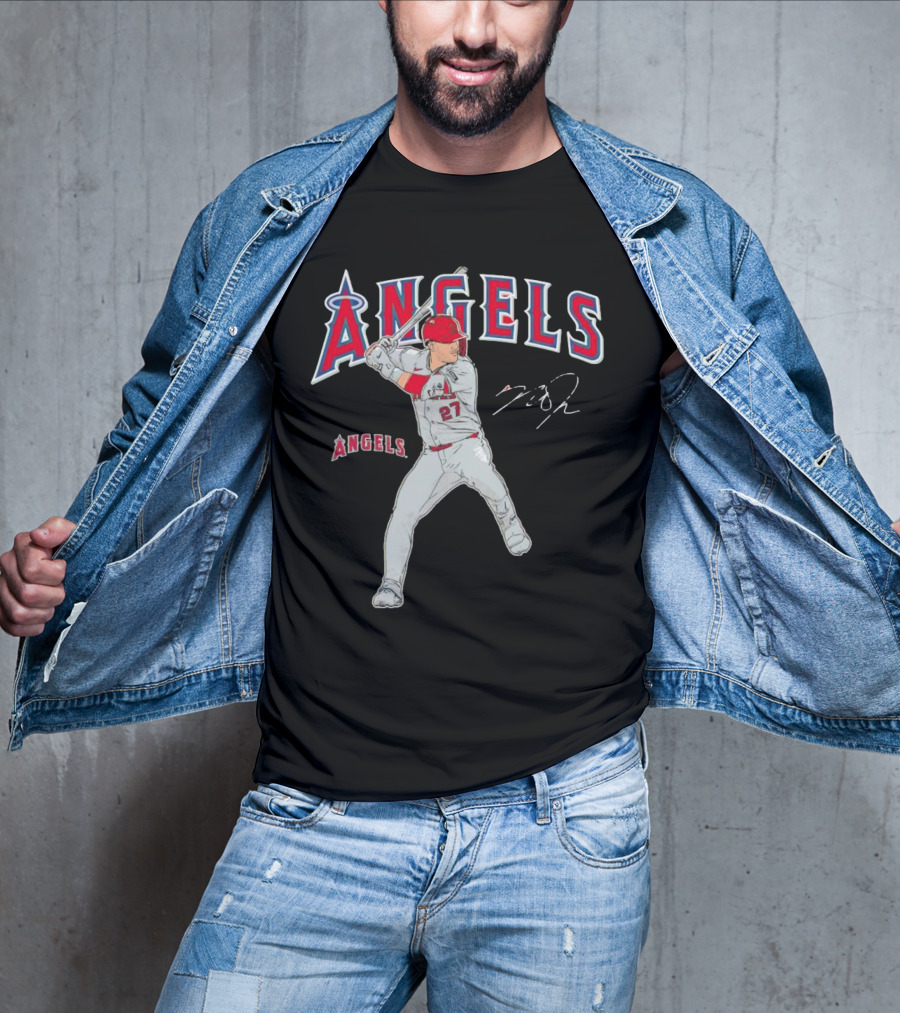 Mike Trout 27 Los Angeles Angels Swing Signature T-Shirt