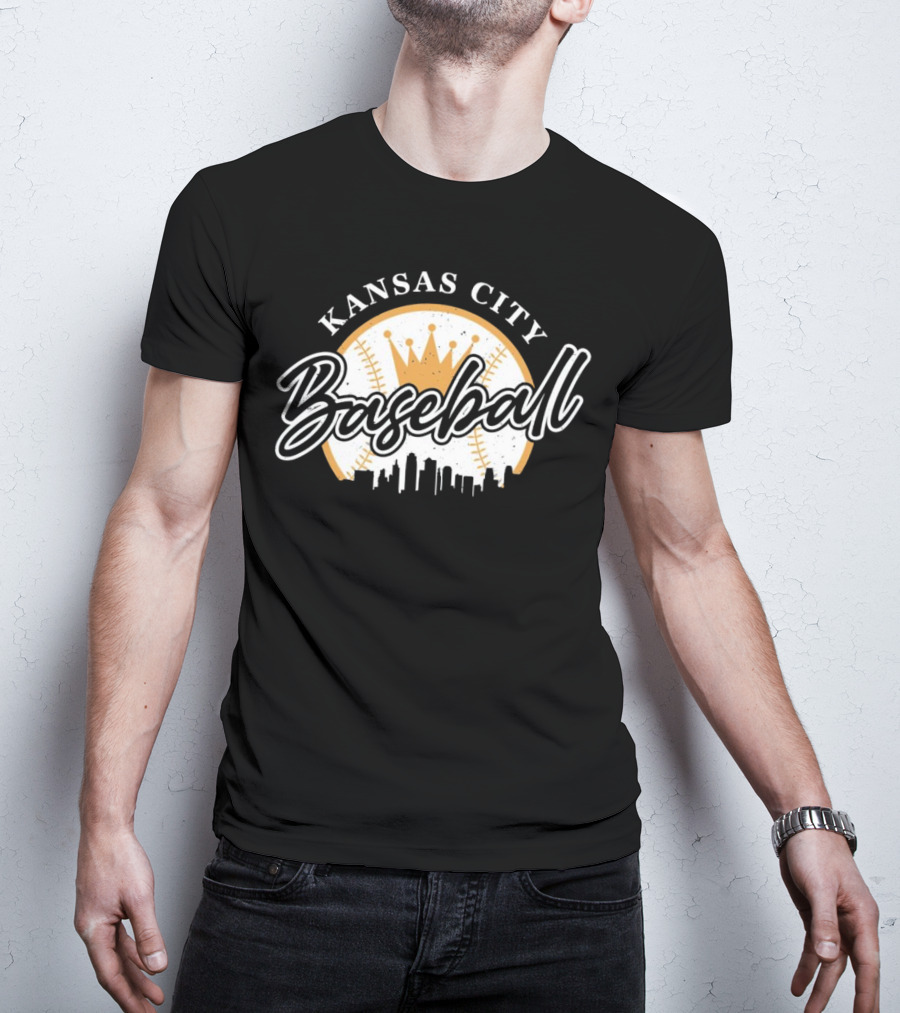 Kansas City Baseball Crown Skyline T-Shirt