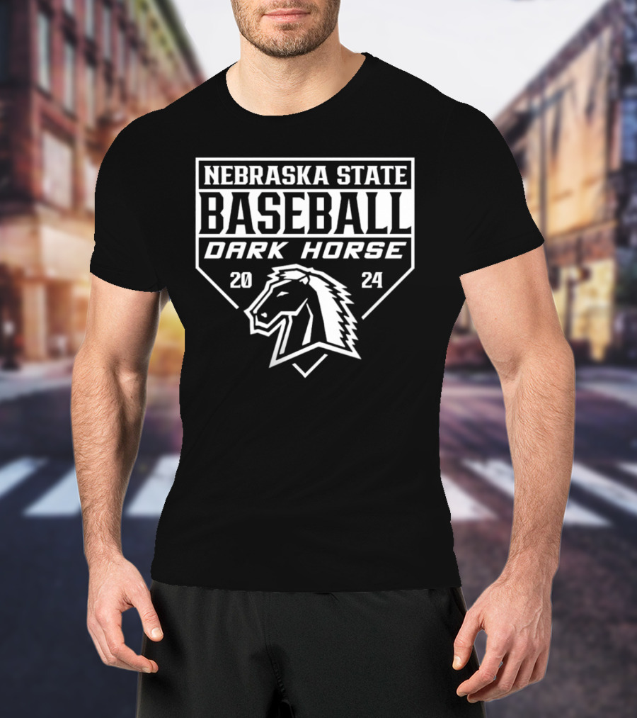 Nebraska State Baseball Dark Horse T-Shirt