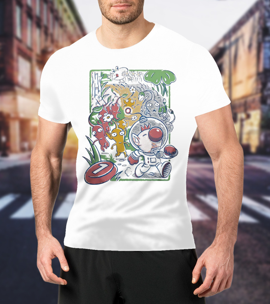 Captain Olimar And Colorful Pikmin Exploration Adventure T-Shirt