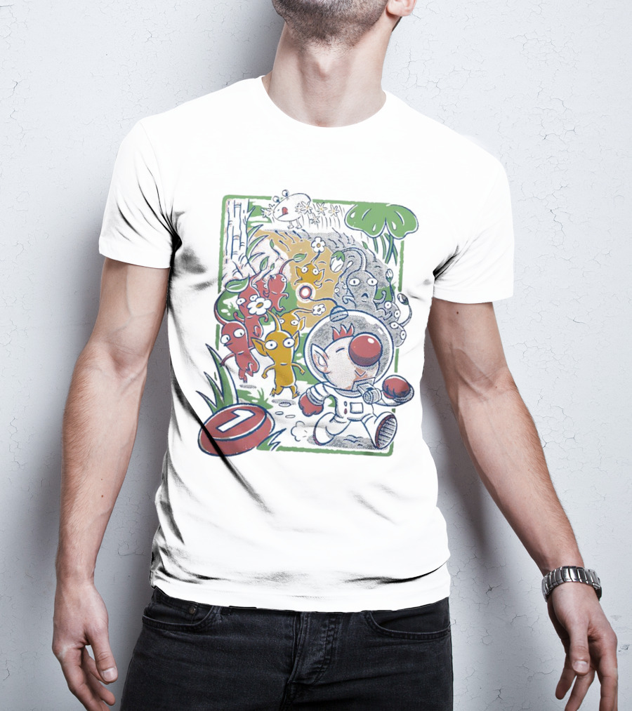 Captain Olimar And Colorful Pikmin Exploration Adventure T-Shirt