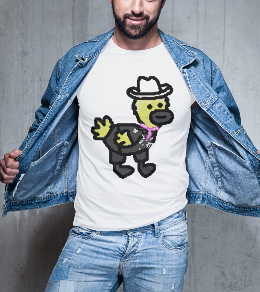 Ken Gosling Pixel Art Cowboy Duck With Hat And Scarf T-Shirt