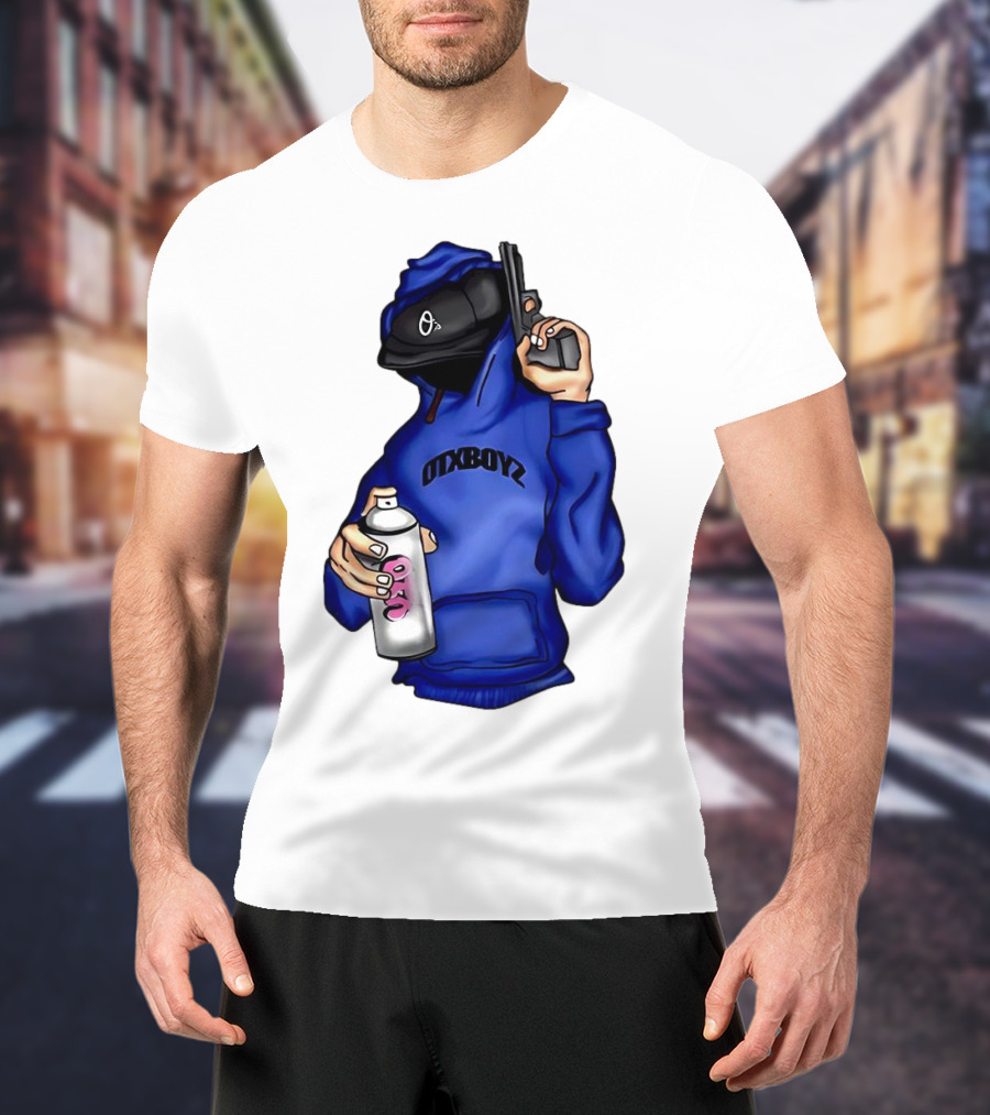 OTXBOYZ Hooded Figure With Spray And Gun T-Shirt