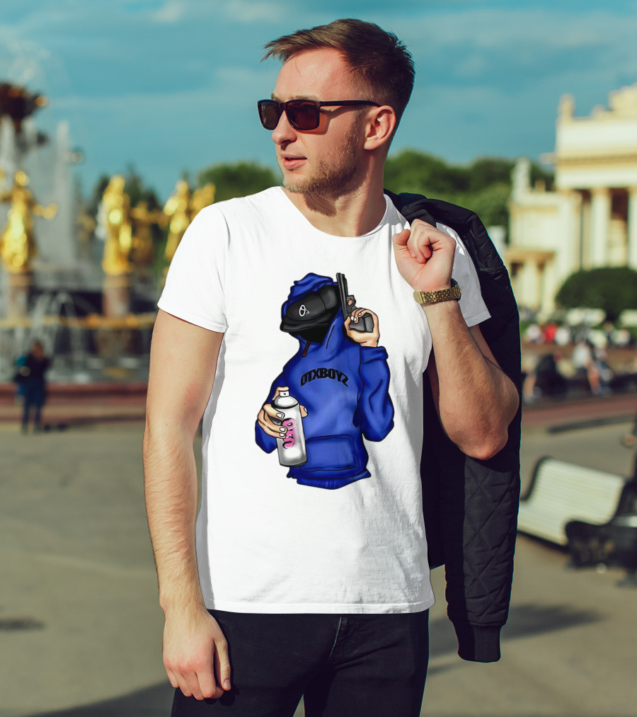 OTXBOYZ Hooded Figure With Spray And Gun T-Shirt