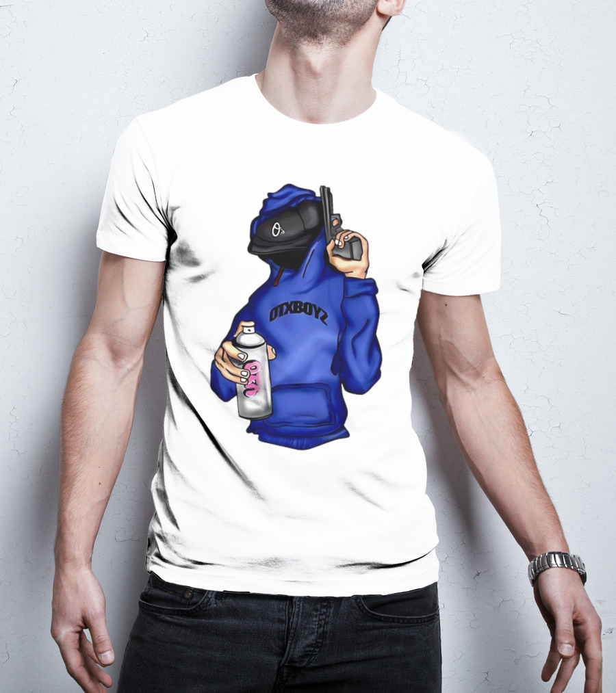 OTXBOYZ Hooded Figure With Spray And Gun T-Shirt