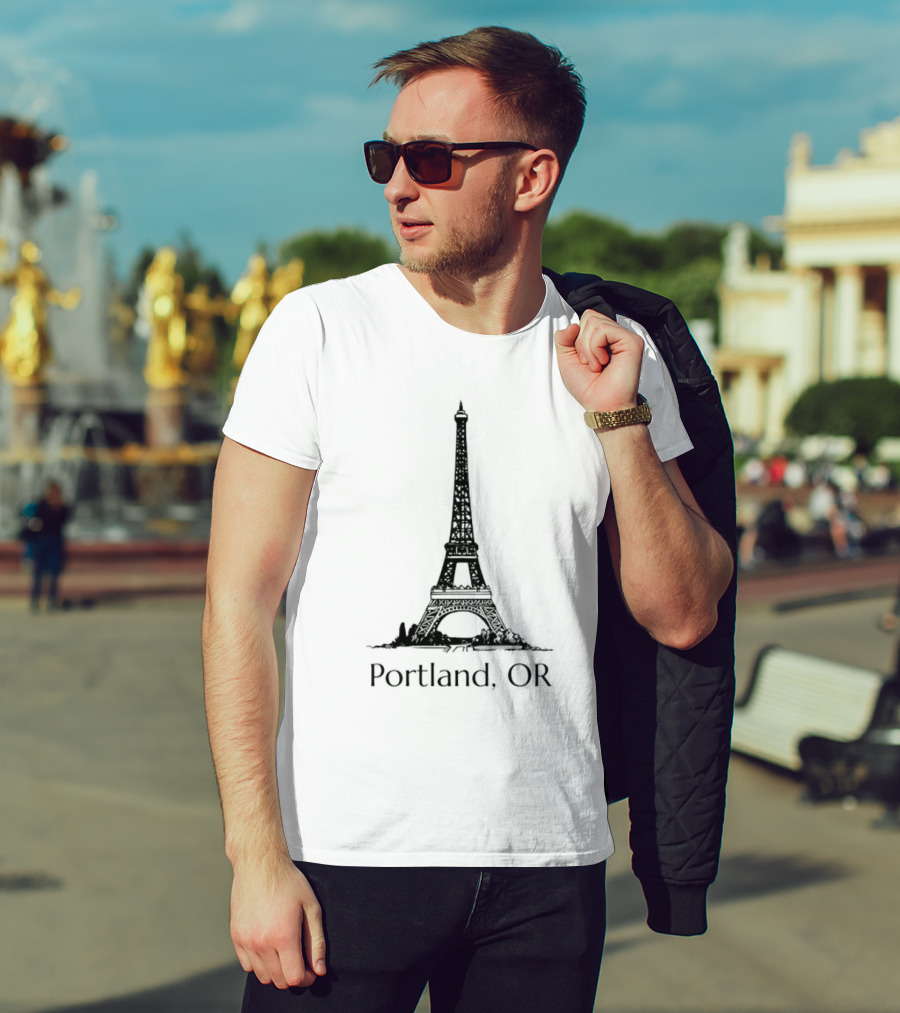 Eiffel Tower Portland OR Paris Landmark Fusion T-Shirt