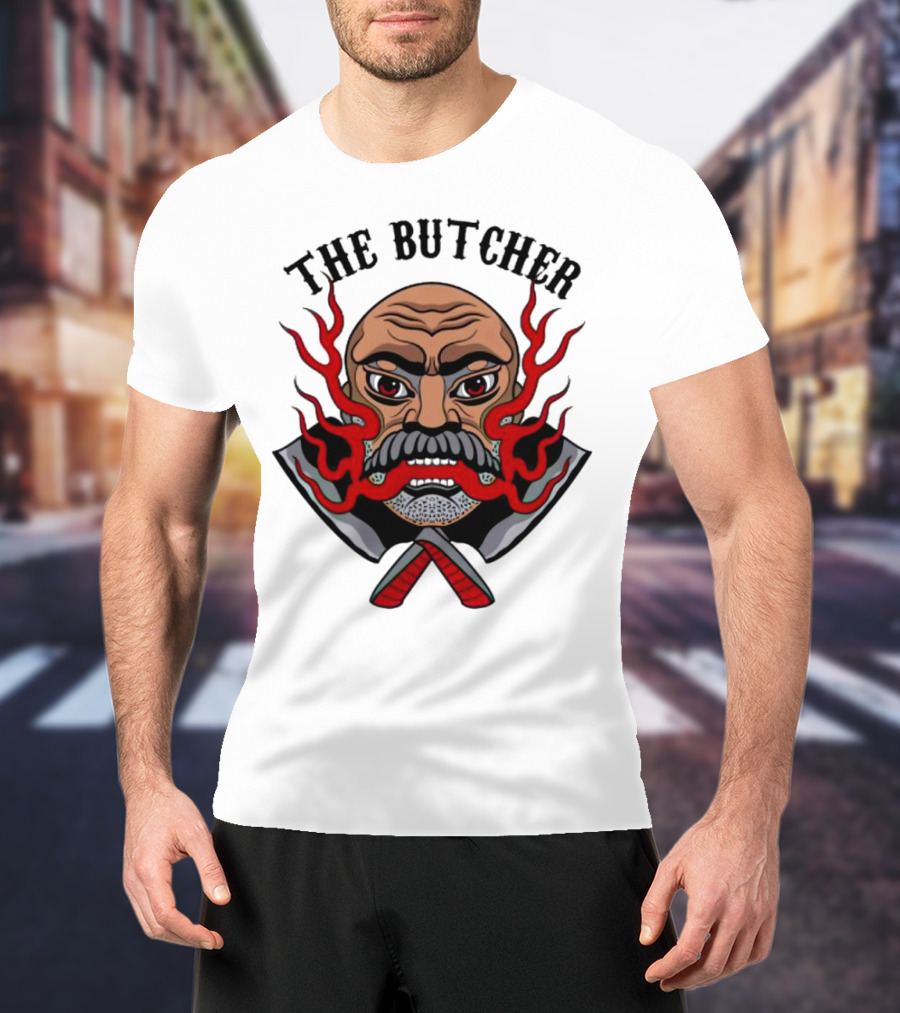 The Butcher Fiery Face With Crossed Cleavers T-Shirt