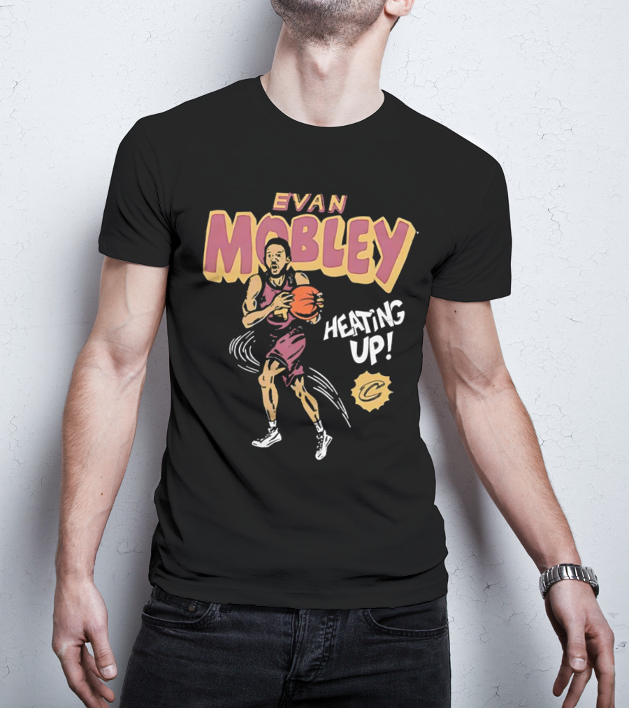 Evan Mobley Heating Up Cleveland Cavaliers Cartoon Basketball Player T-Shirt