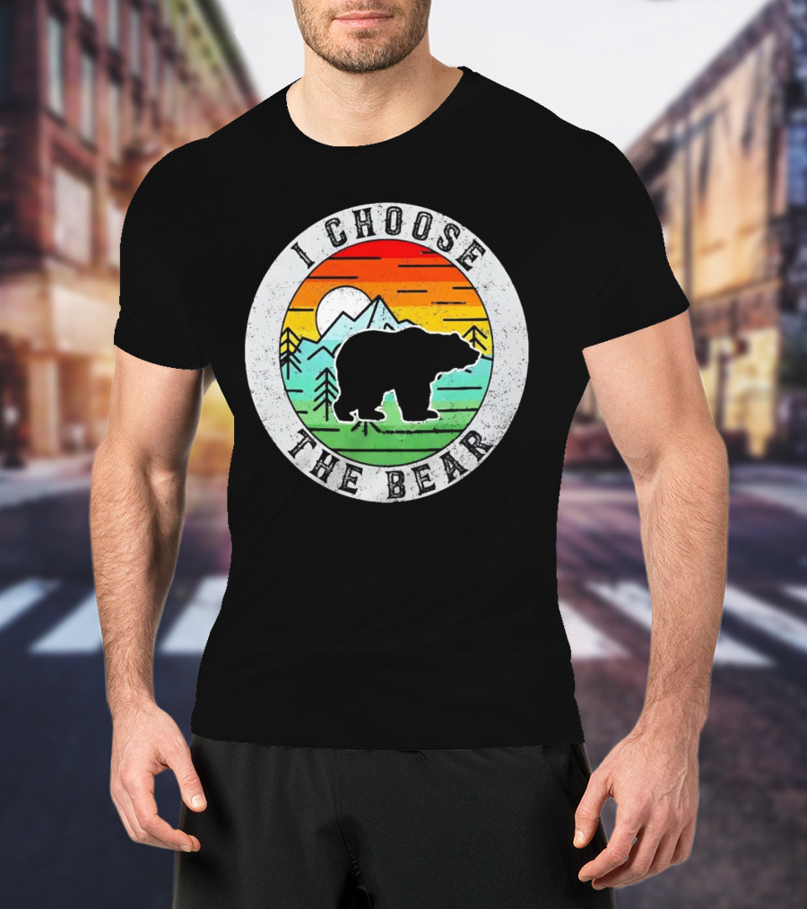 I Choose The Bear Vintage Sunset Mountains T-Shirt