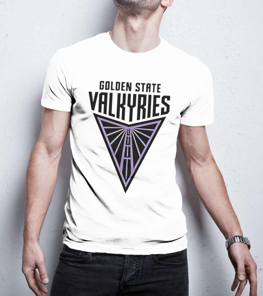 Golden State Valkyries Triangular Emblem In Black And Purple T-Shirt