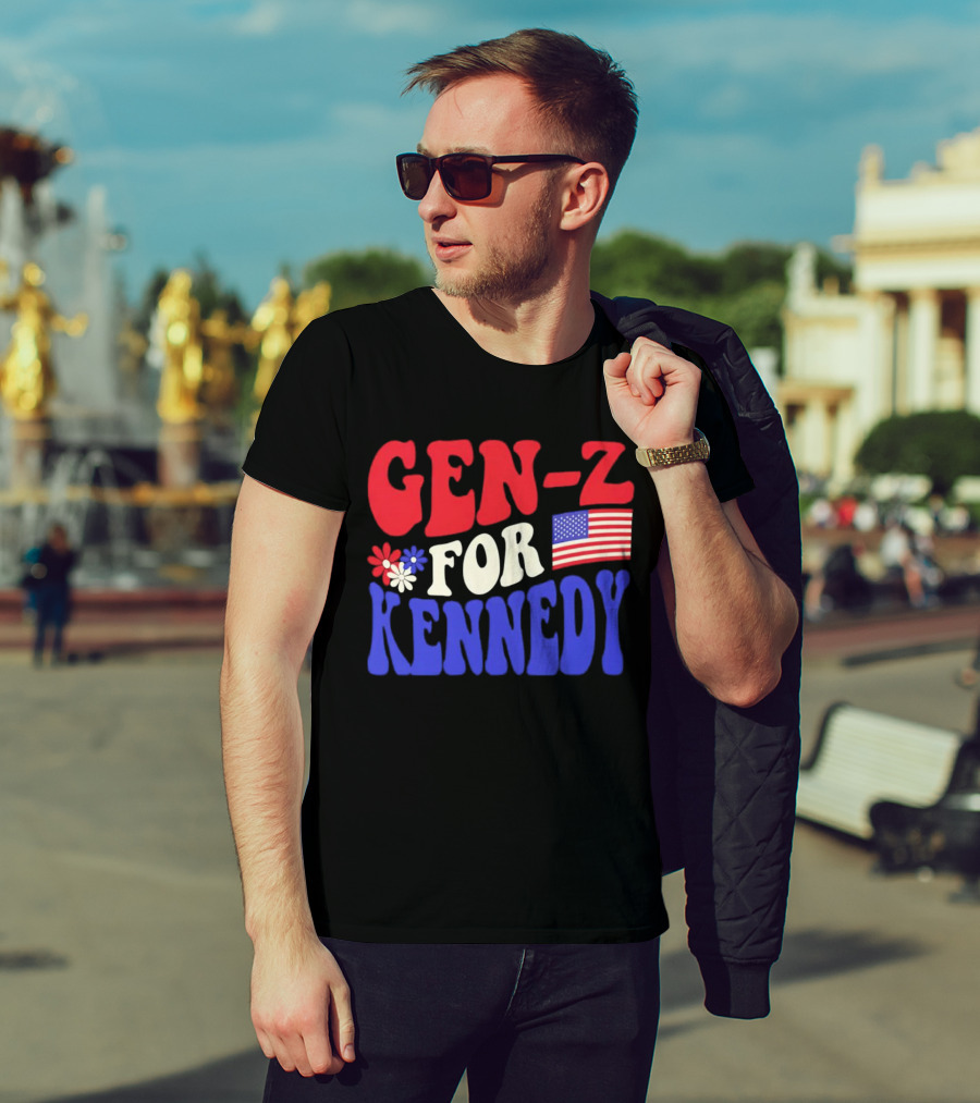 Gen-Z For Kennedy American Flag Retro Flowers T-Shirt