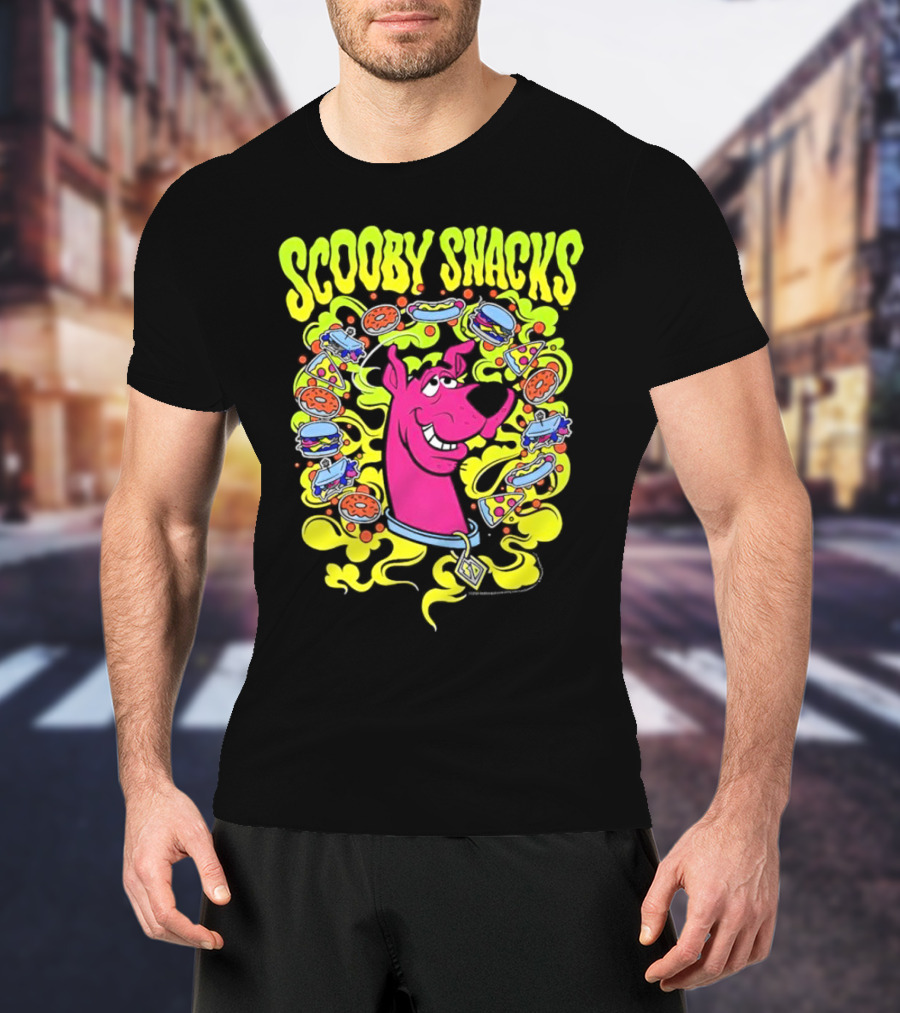 Scooby Snacks Scooby Doo Illustrated Neon Collage T-Shirt
