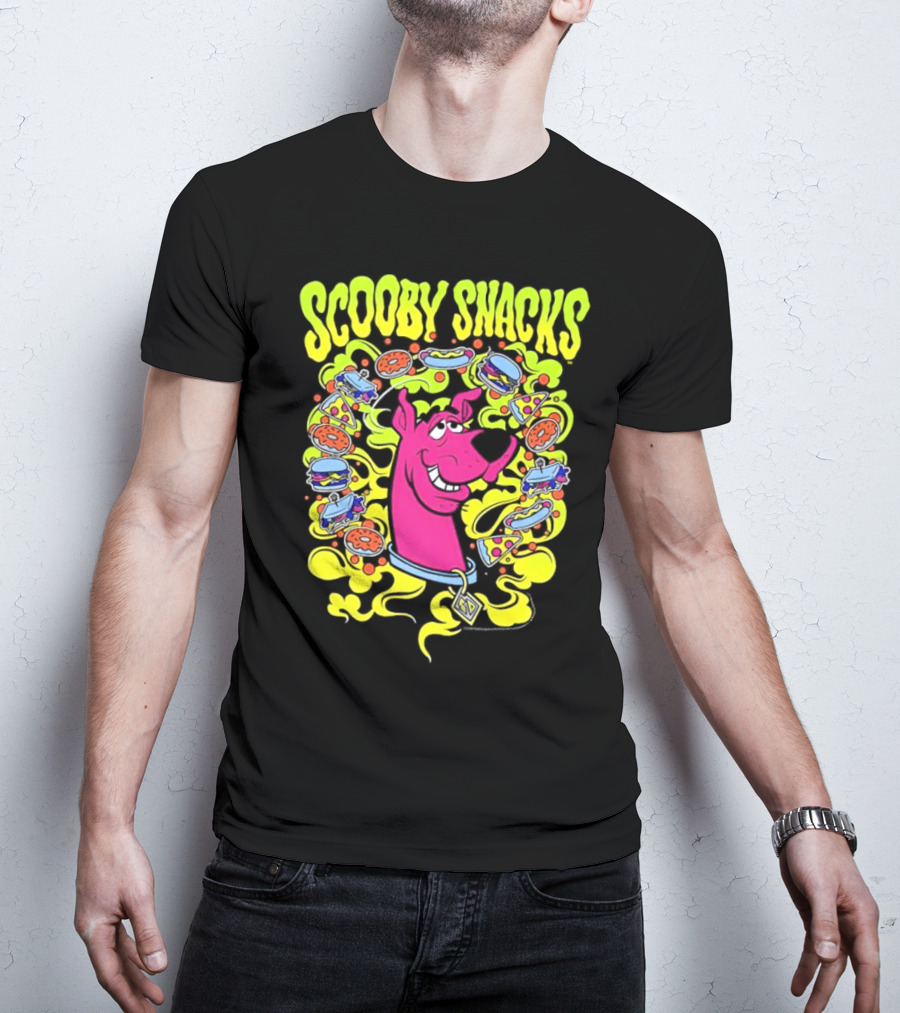 Scooby Snacks Scooby Doo Illustrated Neon Collage T-Shirt