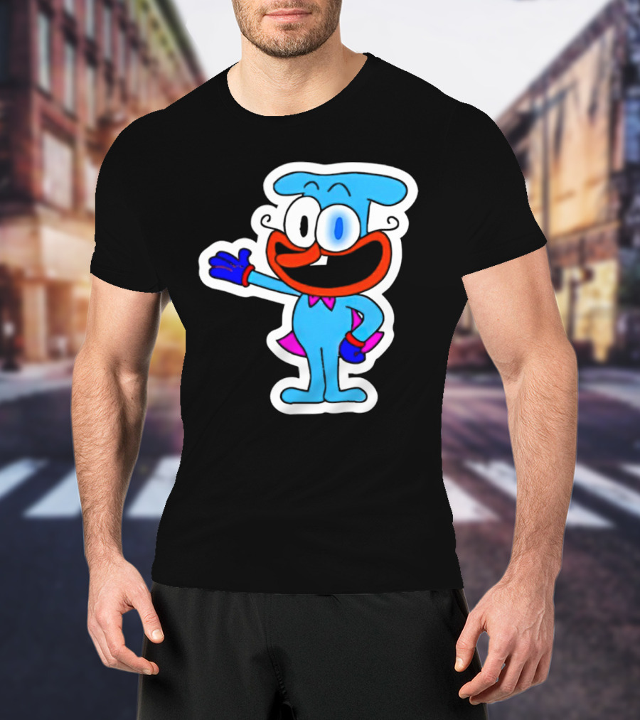 The Doise Cartoon Character With Blue Outfit And Red Accent Detailing T-Shirt