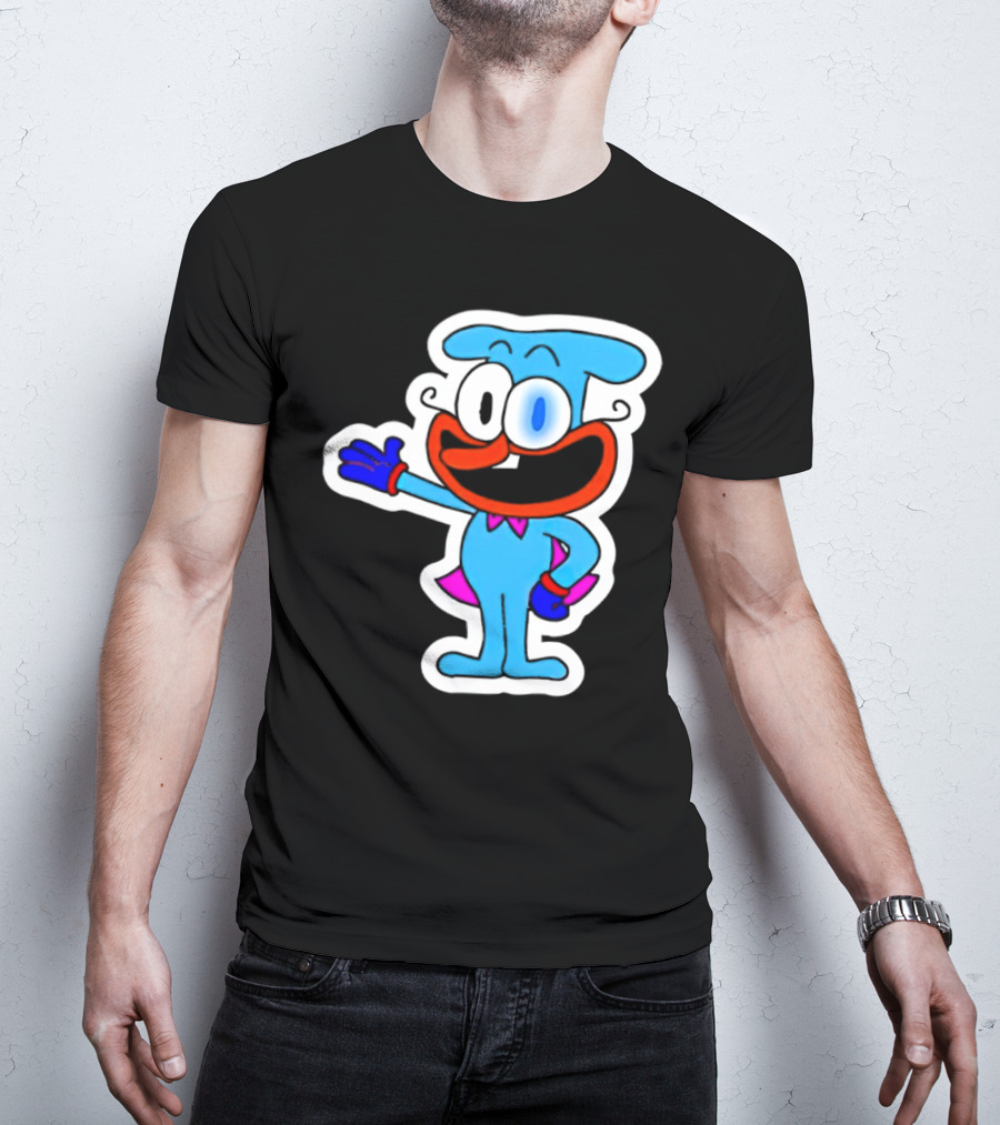 The Doise Cartoon Character With Blue Outfit And Red Accent Detailing T-Shirt