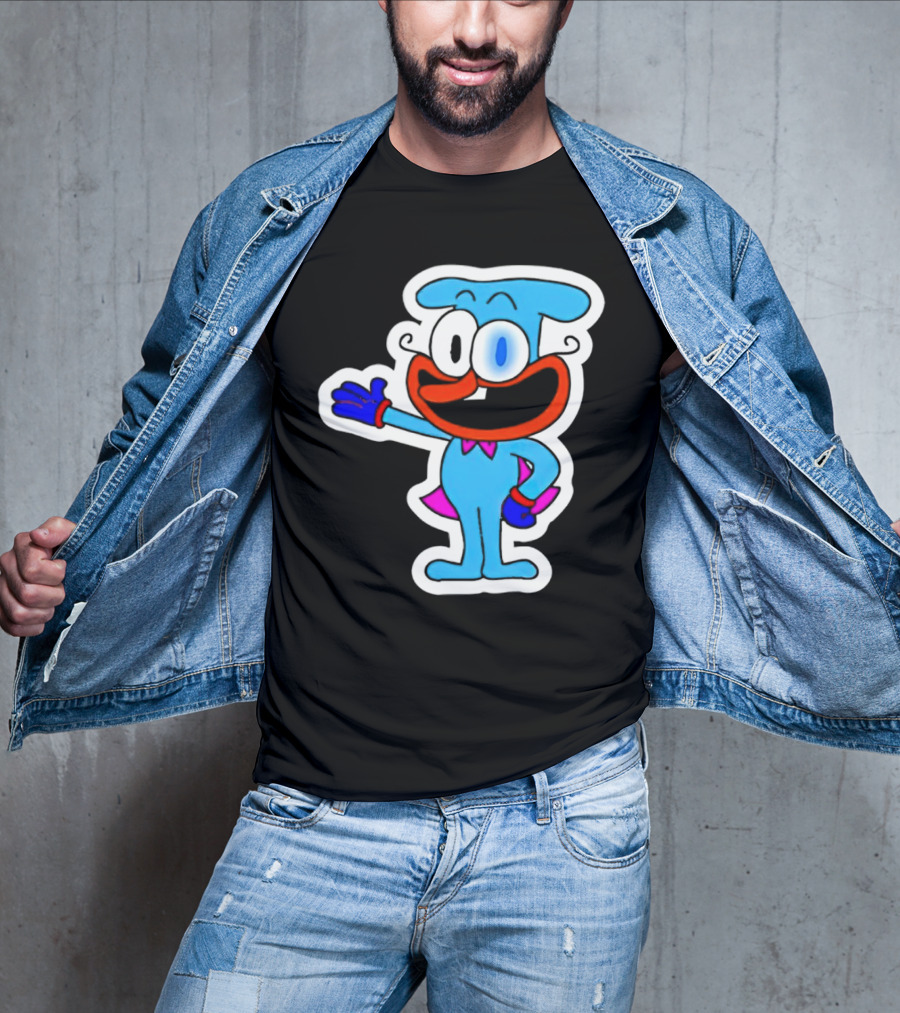 The Doise Cartoon Character With Blue Outfit And Red Accent Detailing T-Shirt