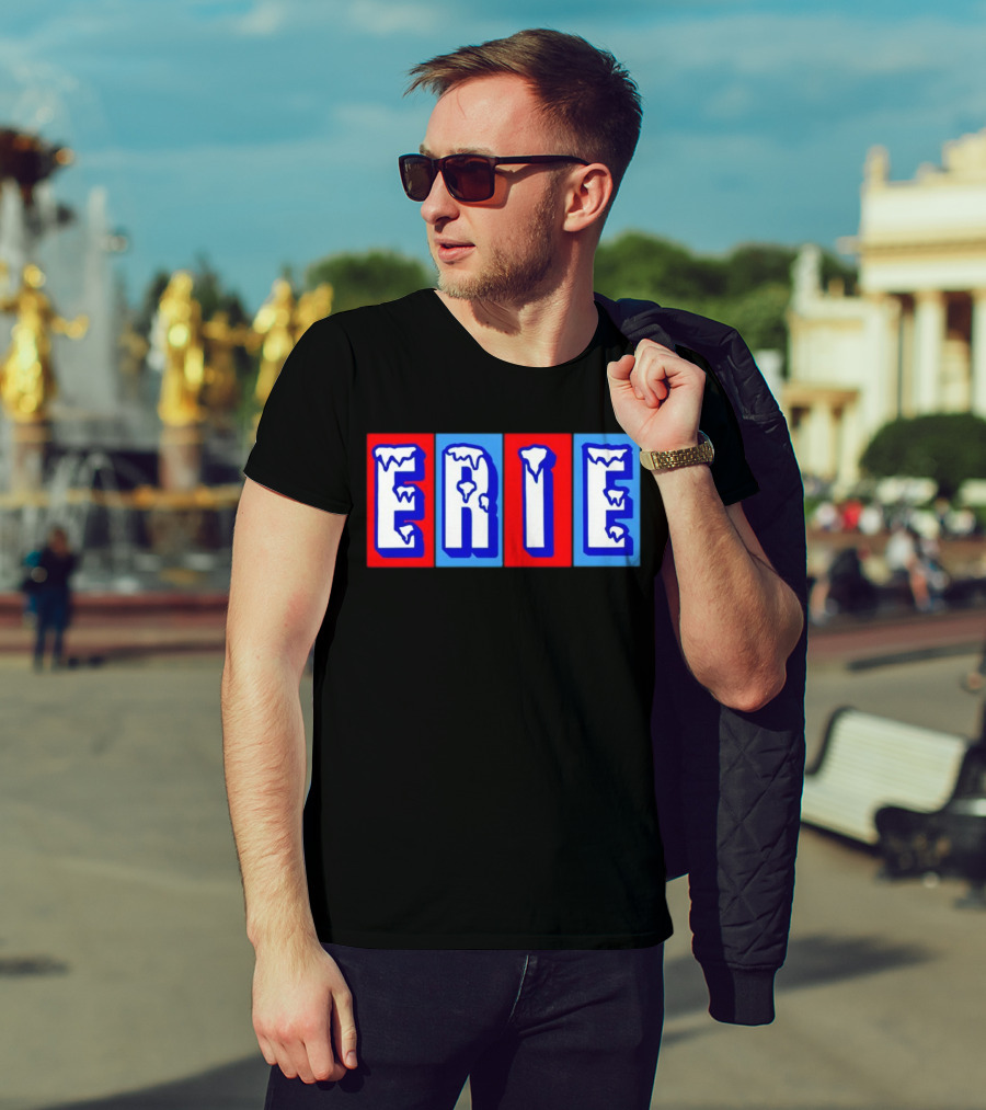 ERIE Ice Block Letters T-Shirt