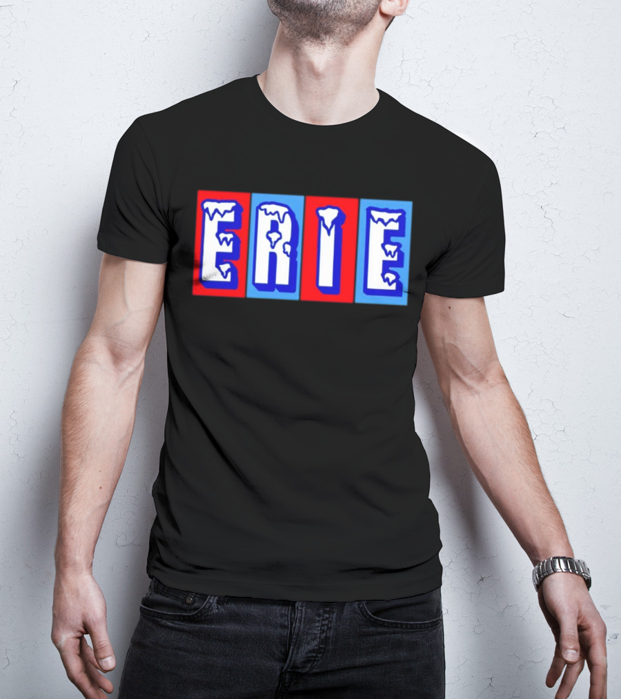 ERIE Ice Block Letters T-Shirt