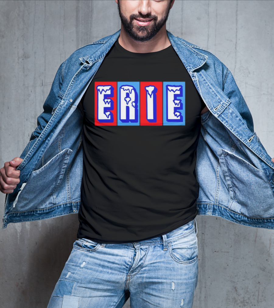 ERIE Ice Block Letters T-Shirt