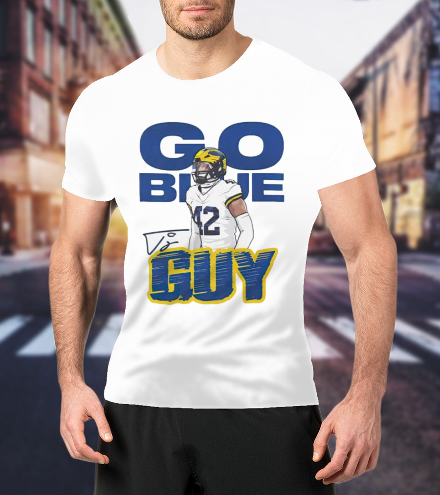 Go Blue Tj Guy 42 Football Player T-Shirt