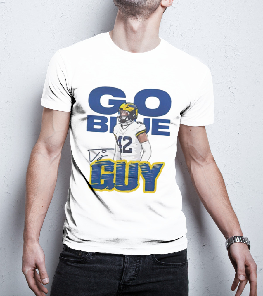 Go Blue Tj Guy 42 Football Player T-Shirt
