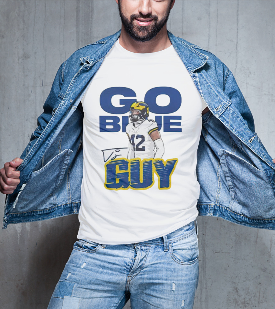Go Blue Tj Guy 42 Football Player T-Shirt