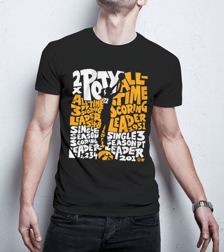 2X POTY Iowa All Time Scoring Leader 3951 Single Season Scoring Leader 1234 T-Shirt