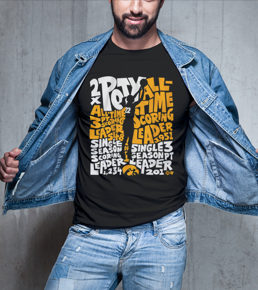 2X POTY Iowa All Time Scoring Leader 3951 Single Season Scoring Leader 1234 T-Shirt