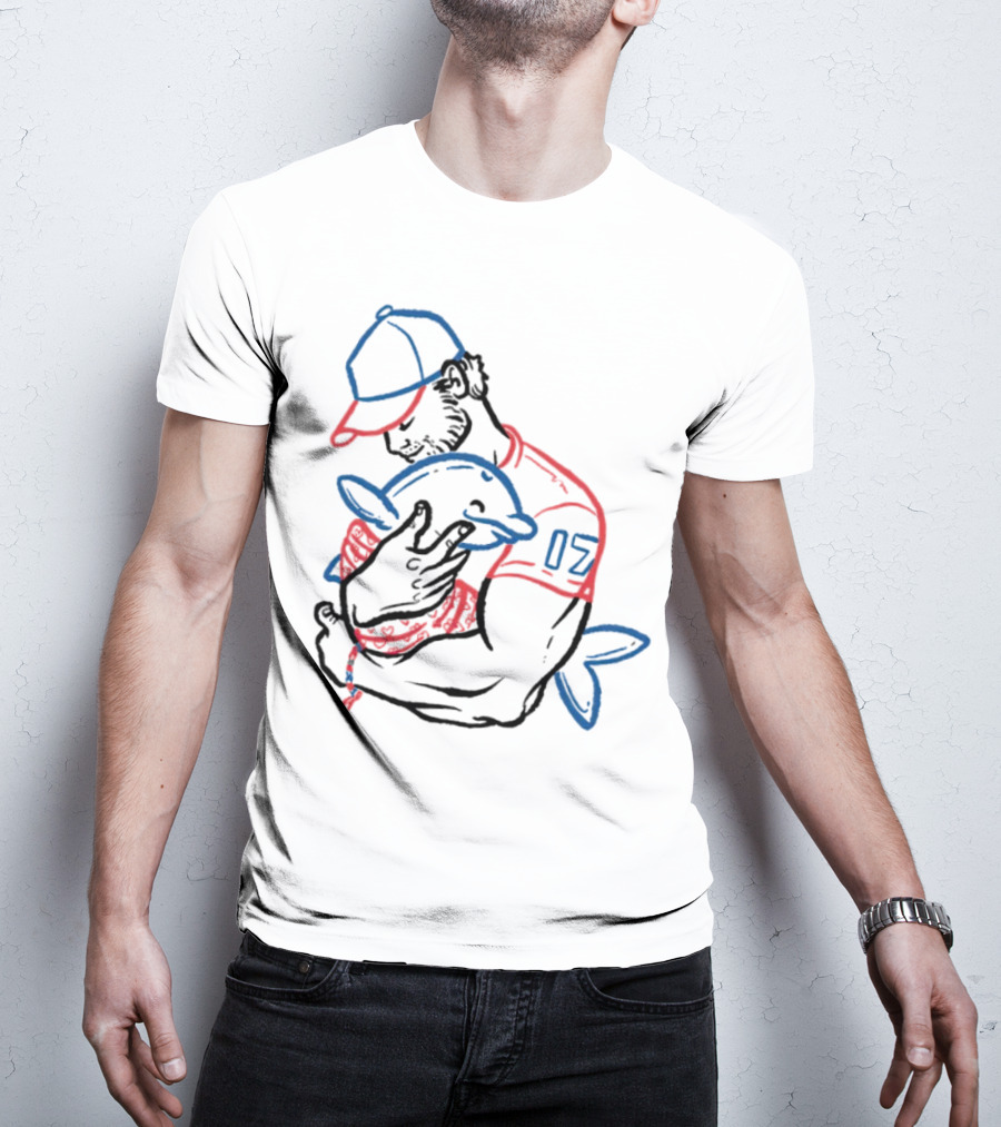 Dolphin I Love You Dad 17 Baseball Player Hugging Child's Plush Toy T-Shirt