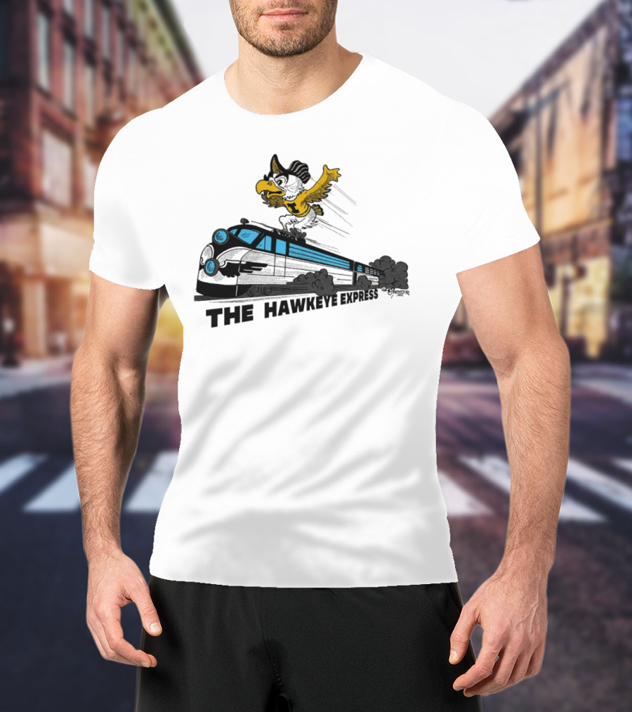 Iowa Hawkeyes The Hawkeye Express Train With Flying Mascot T-Shirt