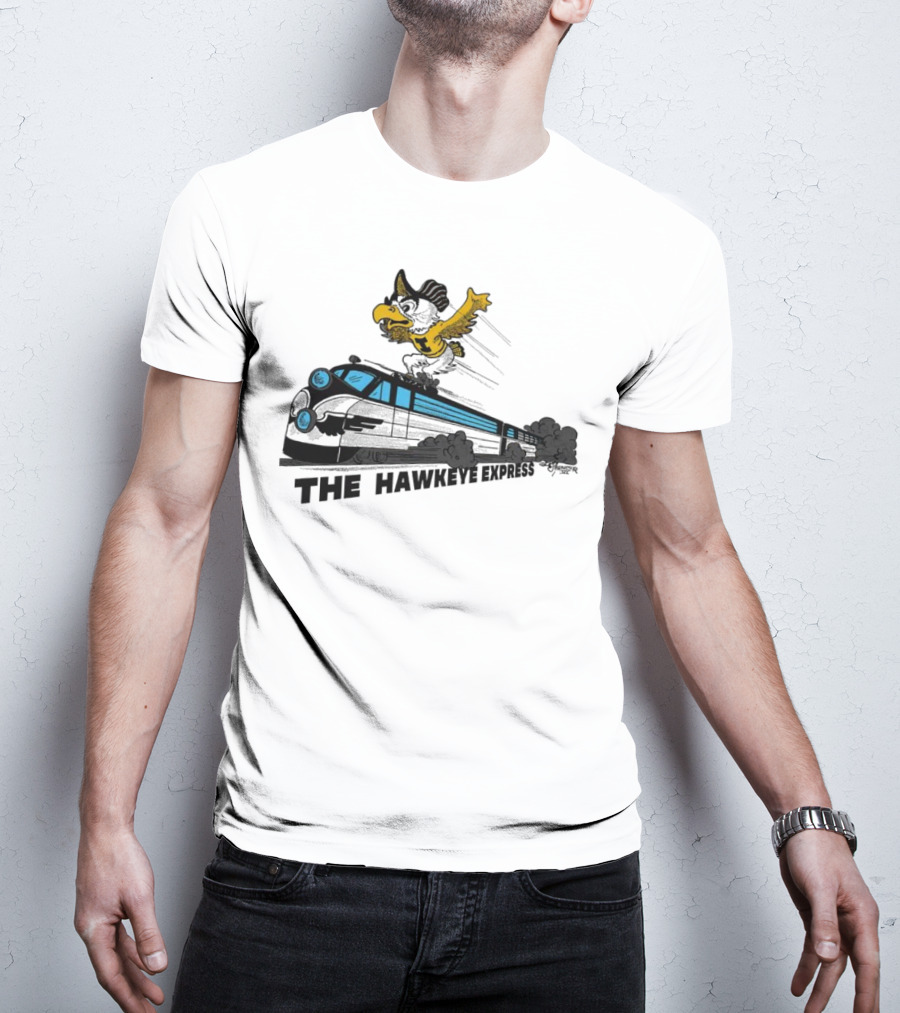 Iowa Hawkeyes The Hawkeye Express Train With Flying Mascot T-Shirt
