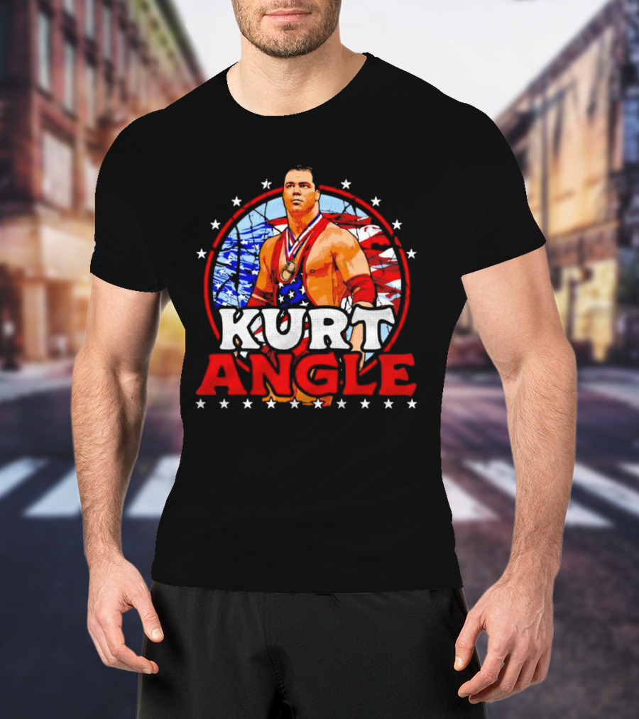 Kurt Angle Patriotic Stars And Stripes Wrestling T-Shirt