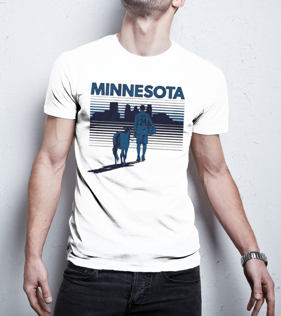 Minnesota Basketball 24 Bring Ya Ass Player And Dog With City Skyline T-Shirt