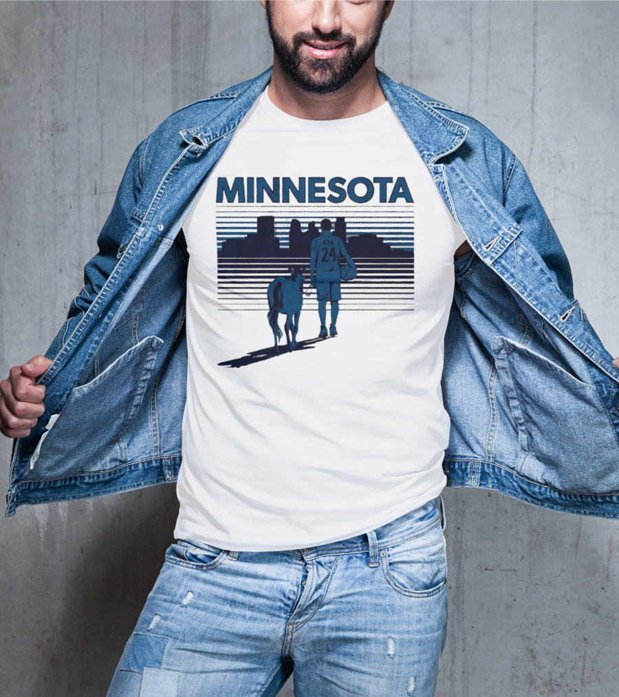 Minnesota Basketball 24 Bring Ya Ass Player And Dog With City Skyline T-Shirt