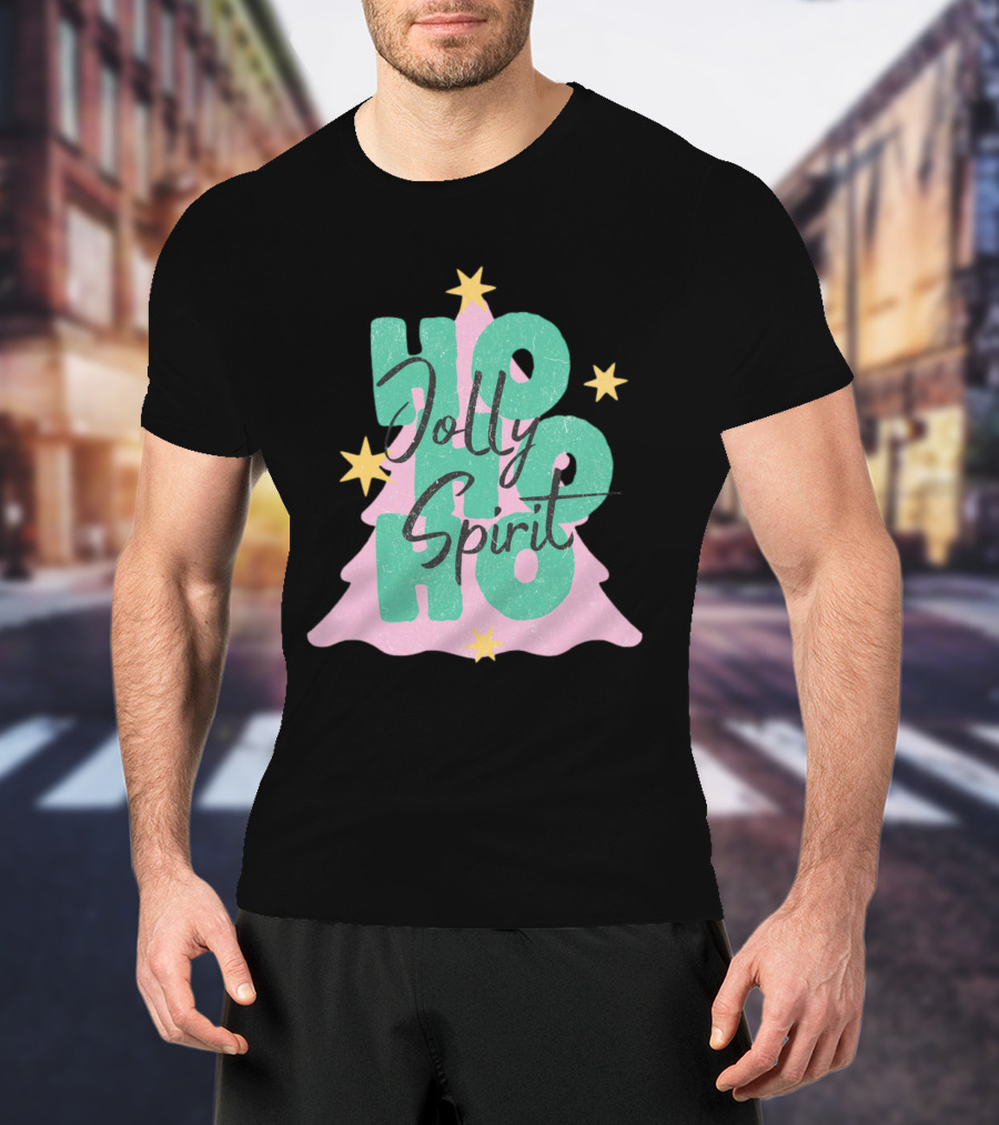 HO HO HO Jolly Spirit Christmas Tree Stars T-Shirt