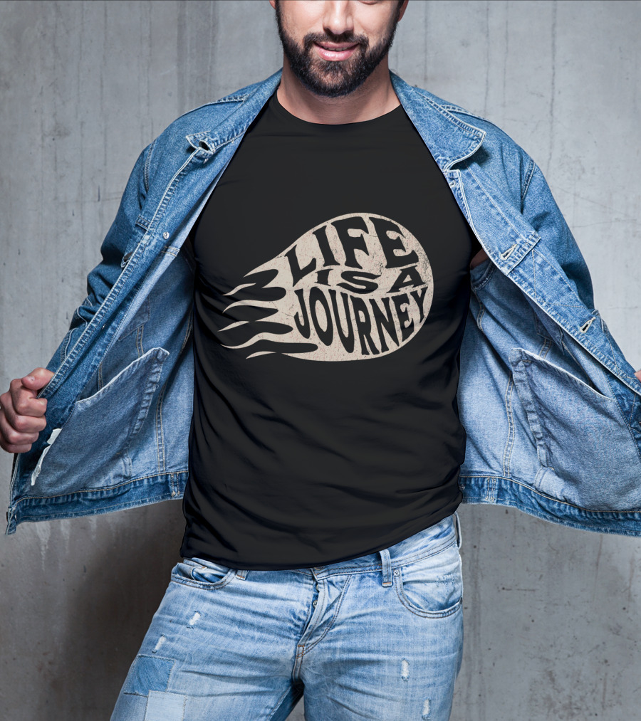 Life Is A Journey Flame-Inspired Text T-Shirt