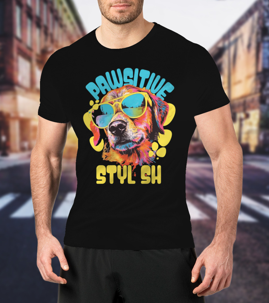 Pawsitive Styl Sh Sunglasses Retro Dog T-Shirt