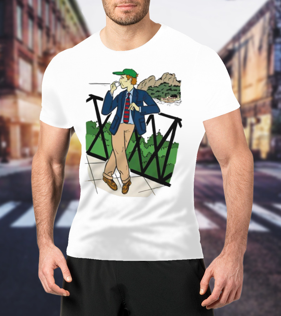 Dick Carroll Roy Rober’s Green Cap And Cityscape Pipe Smoker T-Shirt