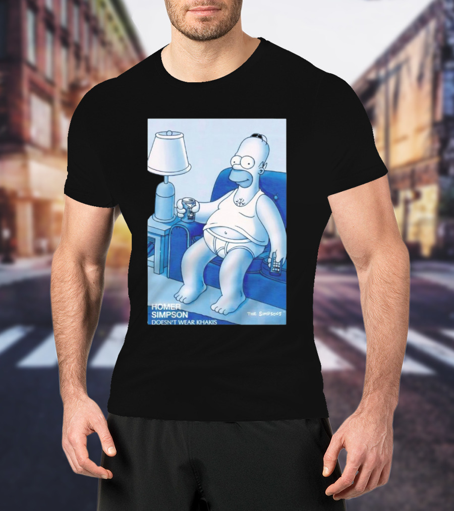 Homer Simpson Relaxing At Home With Drink And Remote Control T-Shirt