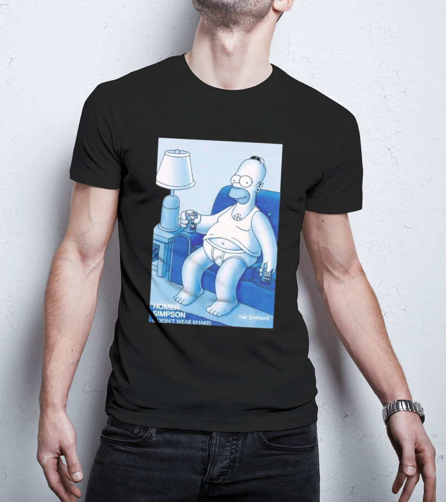 Homer Simpson Relaxing At Home With Drink And Remote Control T-Shirt
