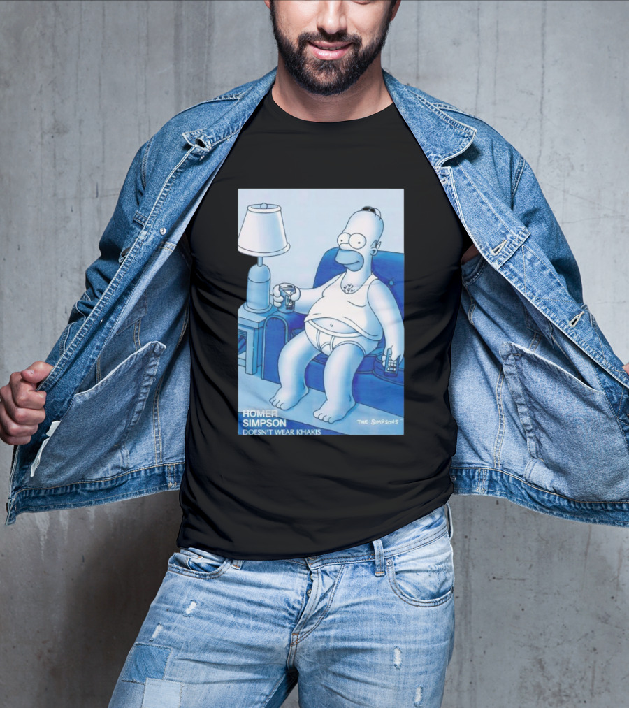 Homer Simpson Relaxing At Home With Drink And Remote Control T-Shirt