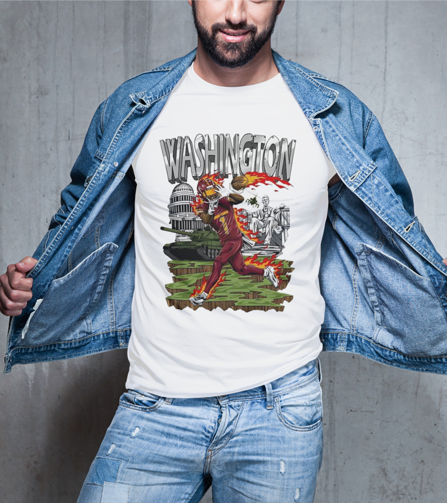 Washington Commanders Jahan Dotson Football Cartoon Capitol Tank Lincoln Fire T-Shirt