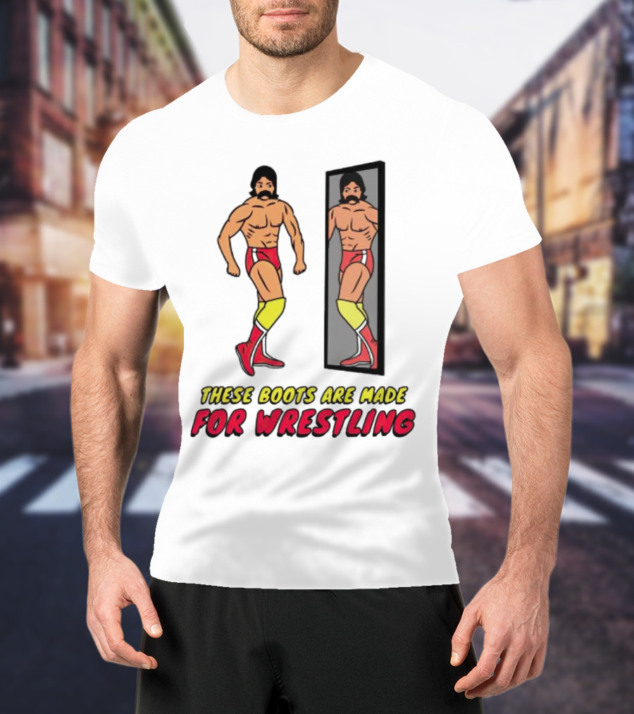 These Boots Are Made For Wrestling Reflective Wrestler Mirror Image T-Shirt