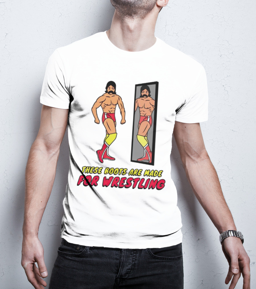 These Boots Are Made For Wrestling Reflective Wrestler Mirror Image T-Shirt