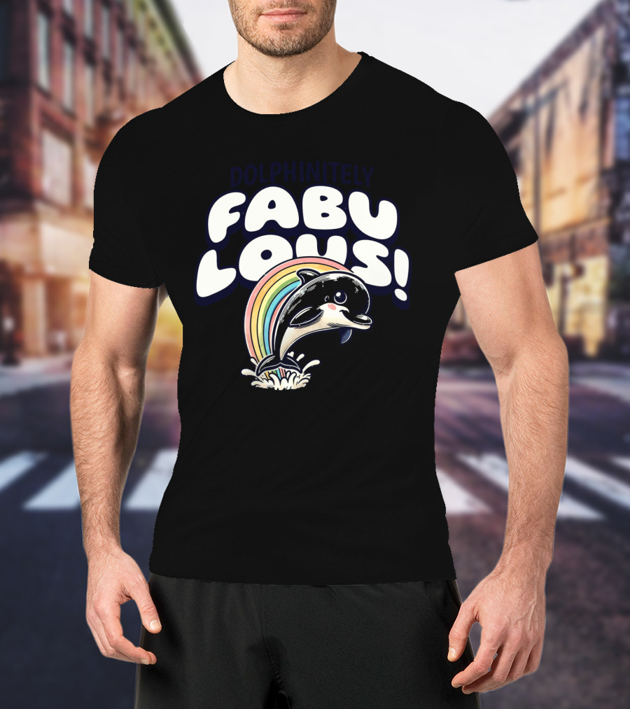 Dolphinitely Fabulous Rainbow Dolphin Splash T-Shirt