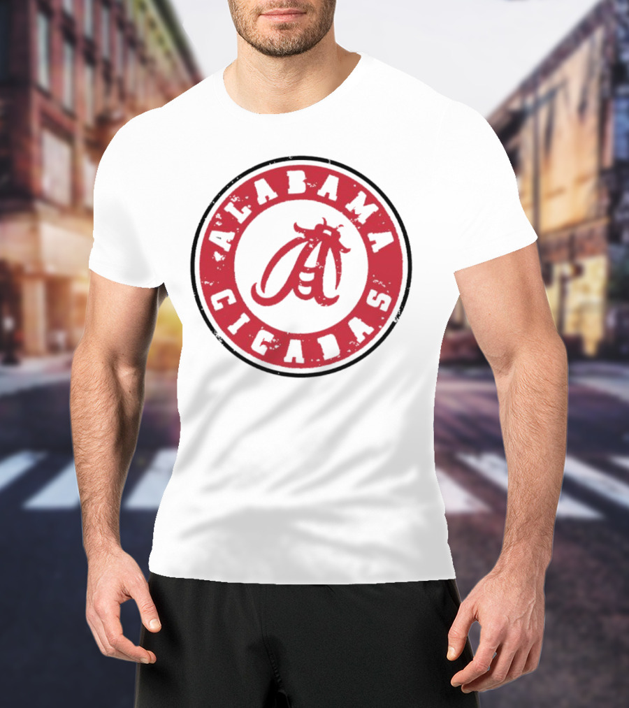 Alabama Cicadas Crimson Tide Football Circle Emblem T-Shirt