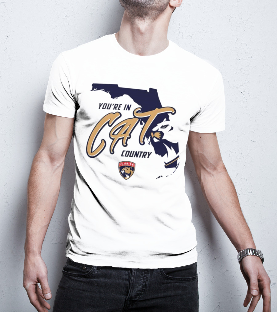 Florida Panthers You're In Cat Country Map Outline T-Shirt
